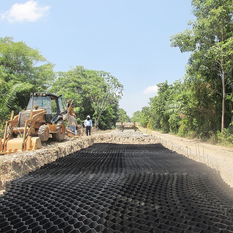 Geocell ground stabilization: road base, slope erosion control and grass parking